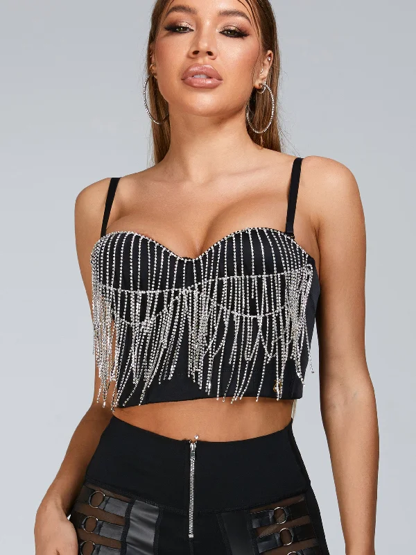 Weekend Savings Fiesta 🖤ZASUWA Female Beading Tassel Corset Sports Bras