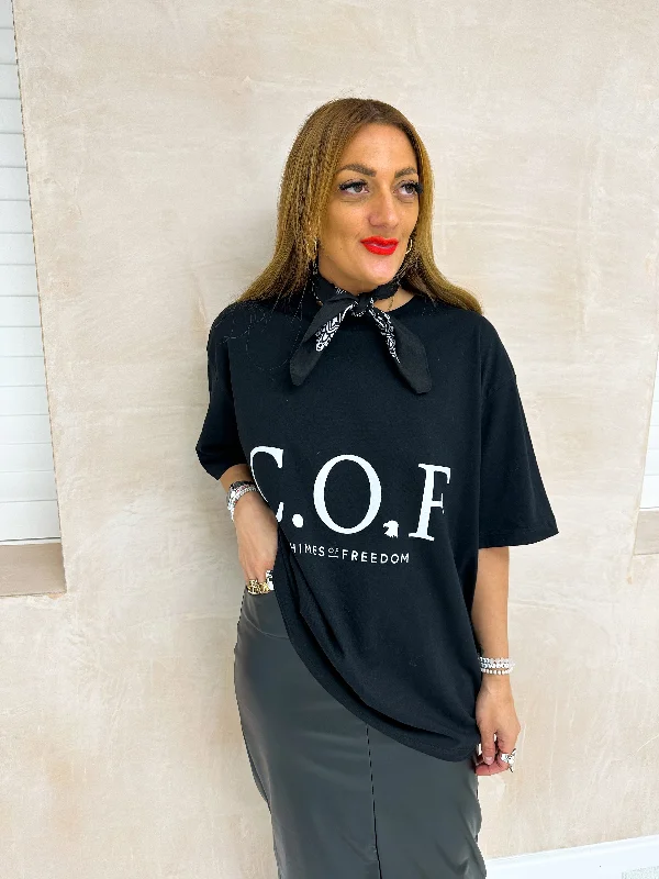 Factory Direct Sale C.O.F Logo T-Shirt In Black