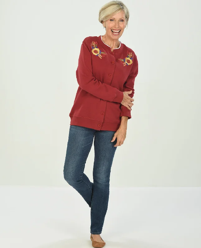 Overstock Clearance Speculation Women's Embroidered Fleece Cardigan