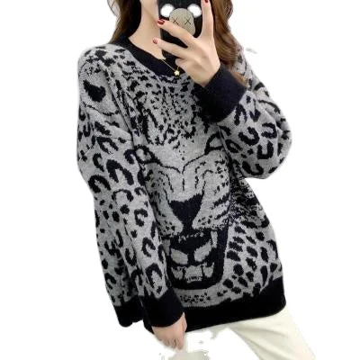 Weekend Offers That Tempt Fashion Girls Stylish Knitted Cute Cartoon Tiger Print Oversize Fat Women Pullover Sweater Jumper Weekend Offers That Tempt Fashion Girls Stylish Knitted Cute Cartoon Tiger Print Oversize Fat Women Pullover Sweater Jumper