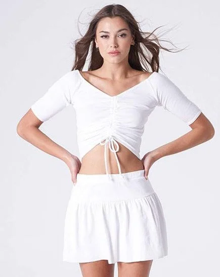 Savings Galore White Off Shoulder Cinched Top
