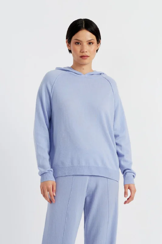 Price Smash Washed-Blue Wool-Cashmere Boxy Hoodie