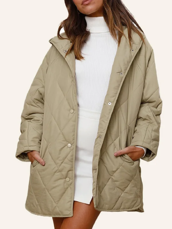 Early Bird Discount Slit Snap Down Long Sleeve Hooded Jacket