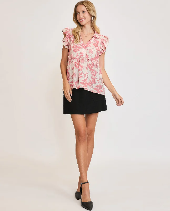 Must-Have Deals Botanical Print Baby Doll Top