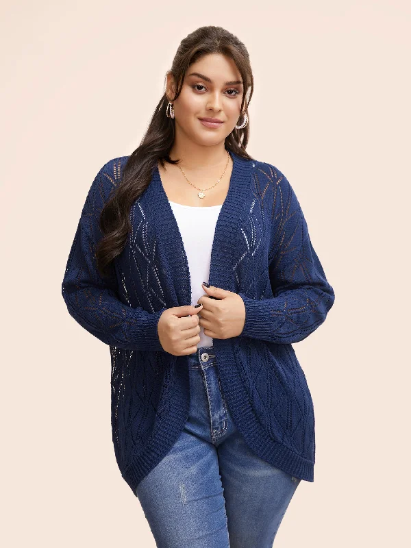 Weekend Discounts to Delight Kimono Collar Texture Cut Out Cardigan