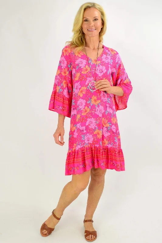 Seasonal Clearance Rose Pink Lottie Tier Tunic Dress