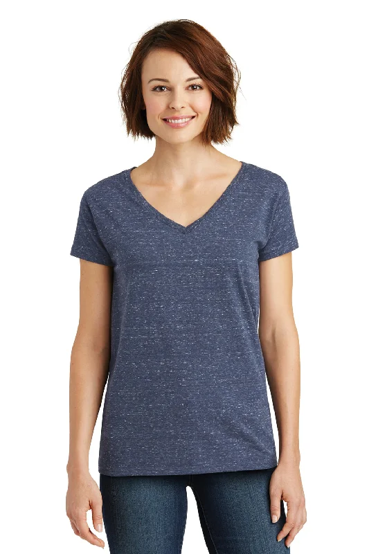 Steal Deal District Womens Cosmic Short Sleeve V-Neck T-Shirt - Navy Blue/Royal Blue - Closeout