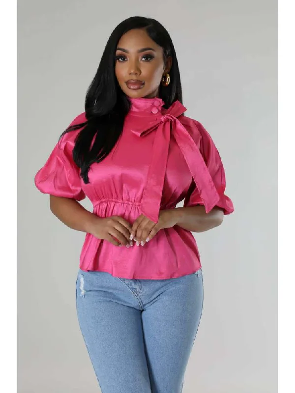 Your Weekend, Your Savings Plain Tie-wrap Ruched Puff Sleeve Blouses