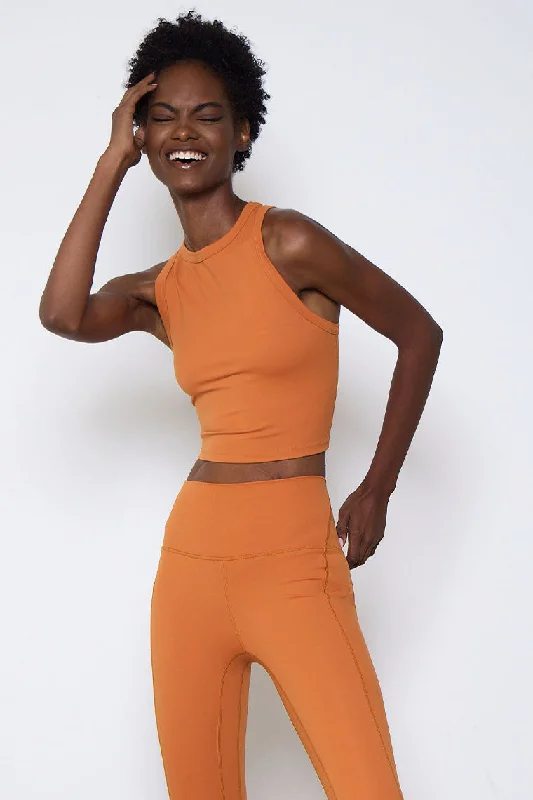 Act Now ESSENTIAL CREWNECK CROP-RUST ORANGE