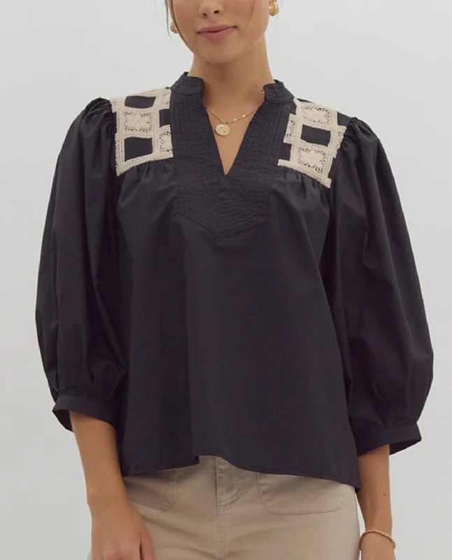 Discount Mania ENTRO 3/4 V-NECK WITH SHOULDER DETAIL