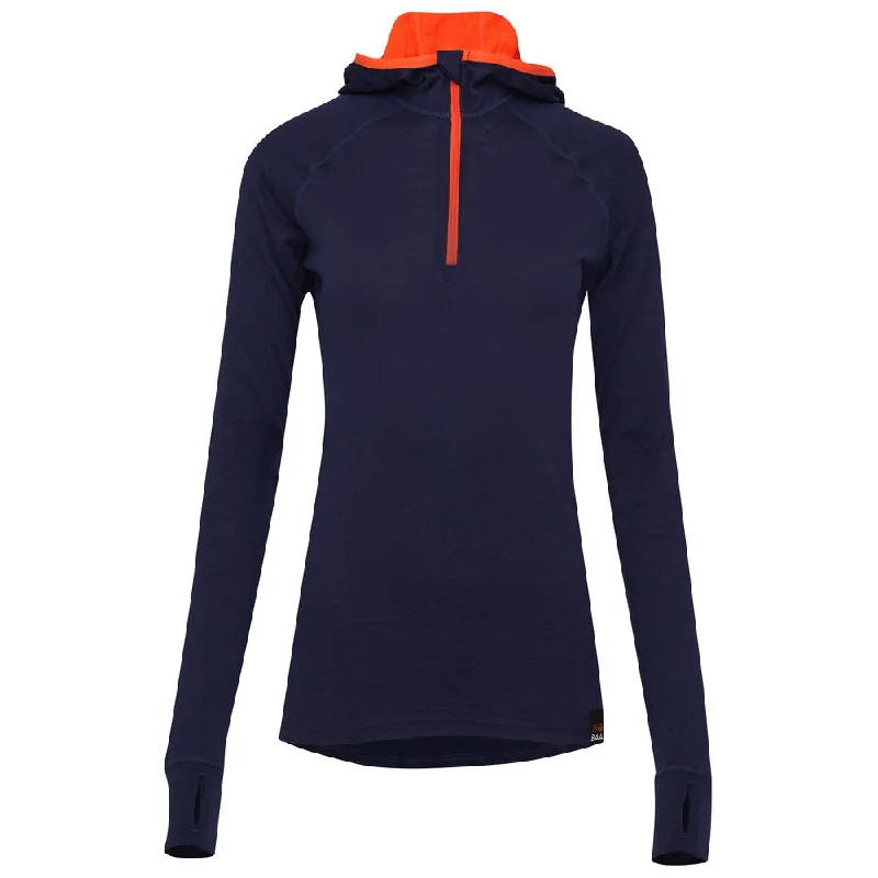 Super Savings Womens Merino 200 Zip Neck Hoodie (Navy)