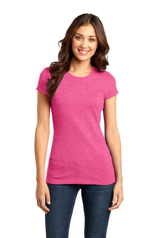 Bargain Prices District Womens Very Important Short Sleeve Crewneck T-Shirt - Fuchsia Pink Frost - Closeout