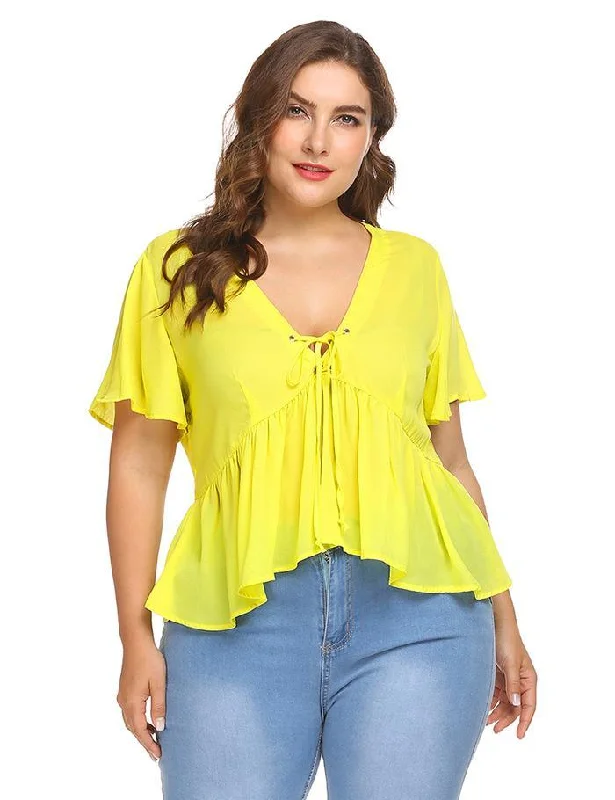 Exclusive Offers ROXANNE'S RUFFLE LACE-UP TOP
