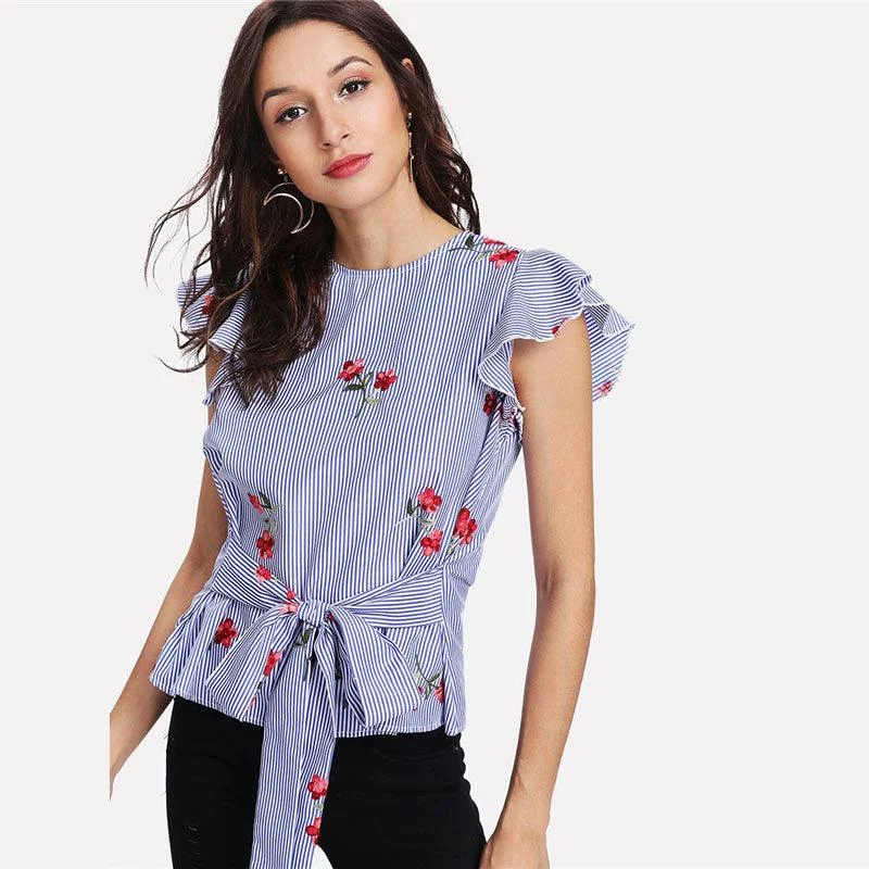 Unmissable Sale FLORAL STRIPED SASH TIE TOP