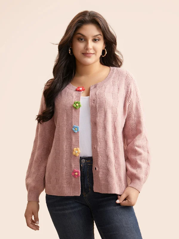 Extra Savings Supersoft Essentials Stereo Flower Design Textured Cardigan