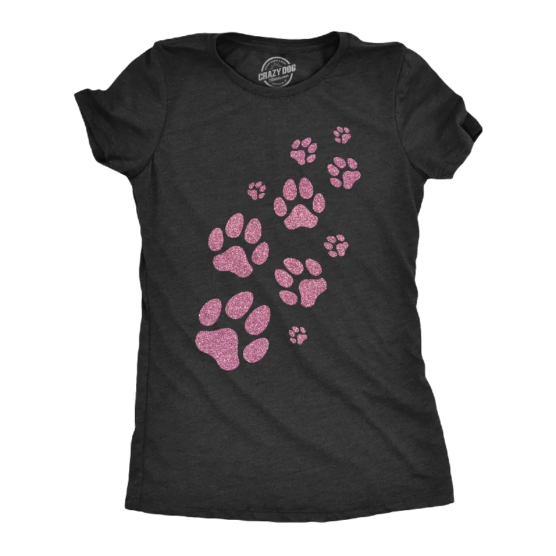 Crazy Deals Glitter Dog Paw Prints Women's T Shirt