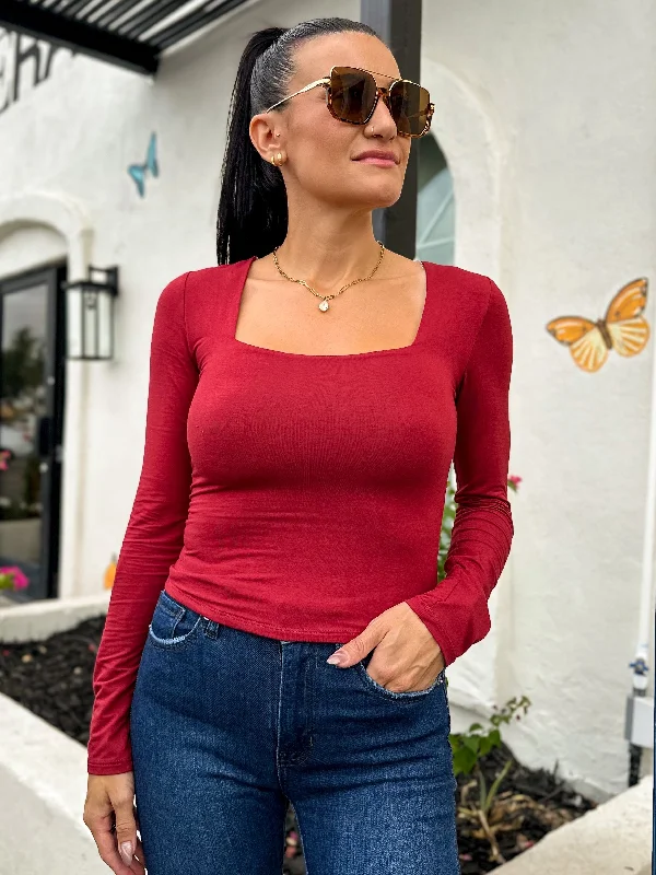Online Deal Square Neck Long Sleeve - Scarlett