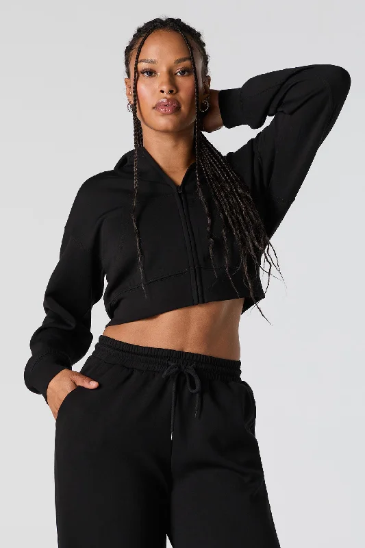Deal Zone Active Zip-Up Cropped Fleece Hoodie