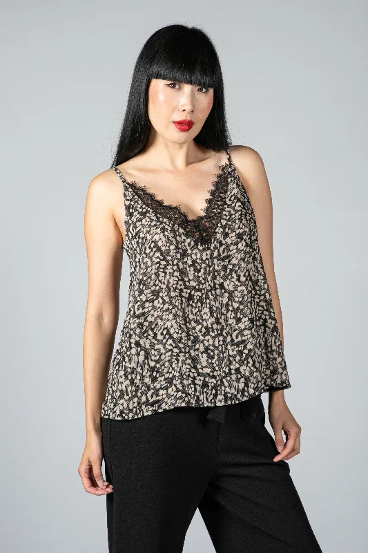Weekend Deals That Thrill Animal Print Cami with Lace Trim