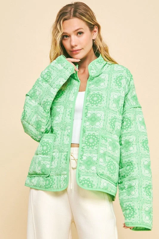 Weekend Savings Extravaganza Davi & Dani Vintage Print Open Front Jacket with Pockets