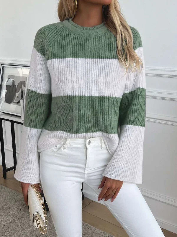 Weekend Steals Await Knitted Colorblock Striped Pullover Sweater