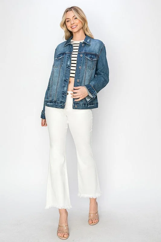 Friends and Family Sale RISEN Full Size Distressed Button Up Jacket