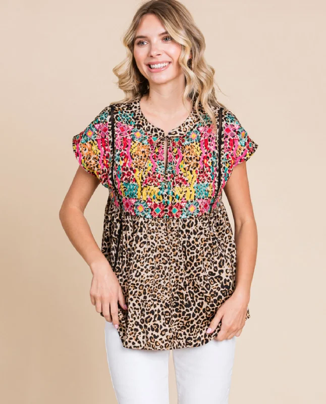 Deal of the Day Short Sleeve Animal Print Top